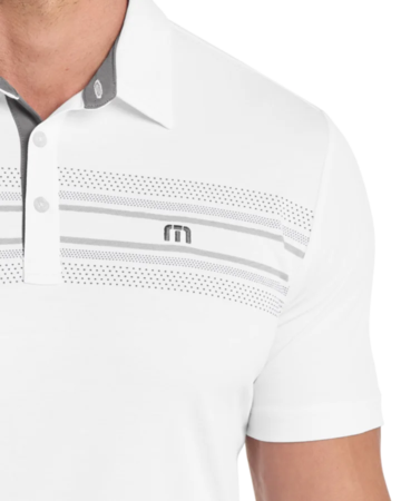 Closeup of a TM1MW450 TravisMathew Monterey Chest Stripe Polo